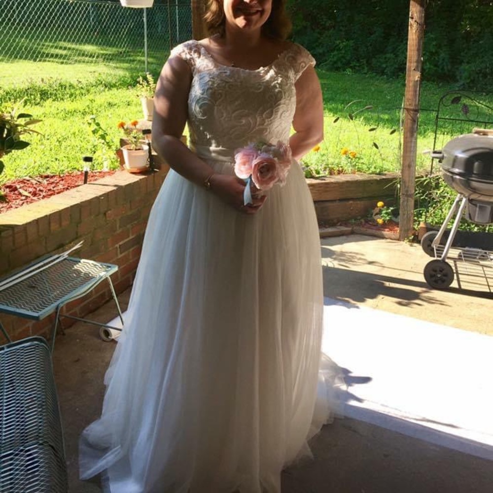 Lace top wedding gown